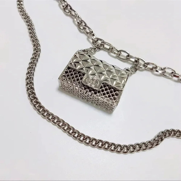 Anthropologie Mini Double Silver Chain Charm Belt/Bag main image 5